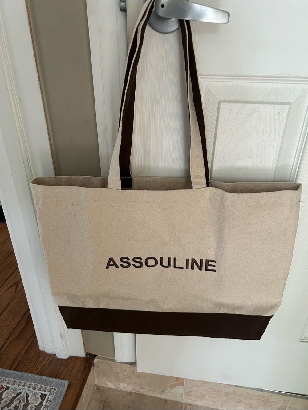 NWT Assouline luxury canvas medium tote bag with American flag.